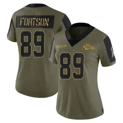 Kansas City Chiefs Women's Limited Olive 2021 Salute To Service Jersey (89 Jody Fortson)