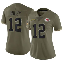 Kansas City Chiefs Women's Limited Olive 2022 Salute To Service Jersey (12 Jared Wiley)