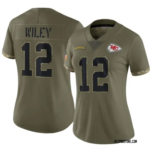 Kansas City Chiefs Women's Limited Olive 2022 Salute To Service Jersey (12 Jared Wiley)