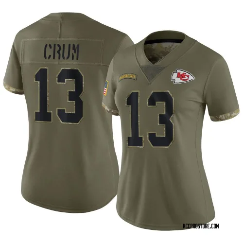 Kansas City Chiefs Women's Limited Olive 2022 Salute To Service Jersey (13 Dustin Crum)