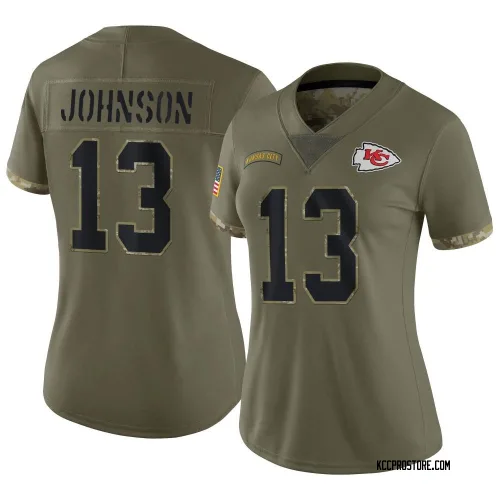 Kansas City Chiefs Women's Limited Olive 2022 Salute To Service Jersey (13 Nazeeh Johnson)