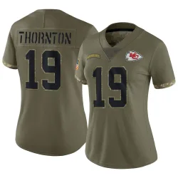 Kansas City Chiefs Women's Limited Olive 2022 Salute To Service Jersey (19 Tyquan Thornton)