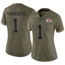 Kansas City Chiefs Women's Limited Olive 2022 Salute To Service Jersey (1 Leon Sandcastle)