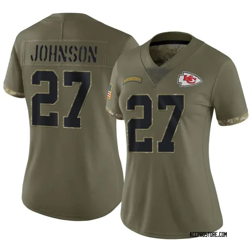Kansas City Chiefs Women's Limited Olive 2022 Salute To Service Jersey (27 Larry Johnson)