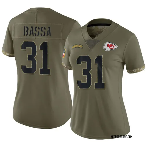 Kansas City Chiefs Women's Limited Olive 2022 Salute To Service Jersey (31 Jeffrey Bassa)