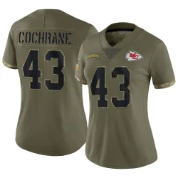 Kansas City Chiefs Women's Limited Olive 2022 Salute To Service Jersey (43 Jack Cochrane)