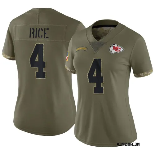 Kansas City Chiefs Women's Limited Olive 2022 Salute To Service Jersey (4 Rashee Rice)