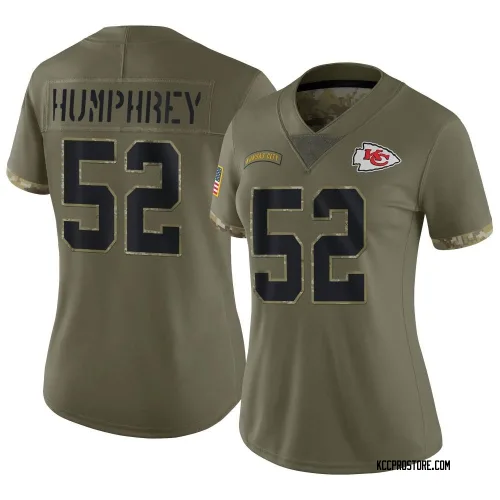 Kansas City Chiefs Women's Limited Olive 2022 Salute To Service Jersey (52 Creed Humphrey)
