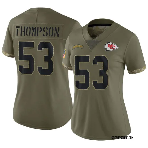 Kansas City Chiefs Women's Limited Olive 2022 Salute To Service Jersey (53 BJ Thompson)