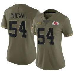 Kansas City Chiefs Women's Limited Olive 2022 Salute To Service Jersey (54 Leo Chenal)