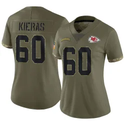 Kansas City Chiefs Women's Limited Olive 2022 Salute To Service Jersey (60 Tautvydas Kieras)