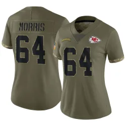 Kansas City Chiefs Women's Limited Olive 2022 Salute To Service Jersey (64 Wanya Morris)