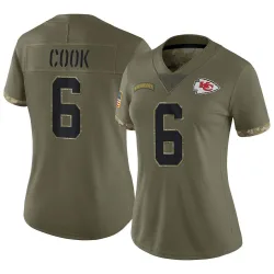 Kansas City Chiefs Women's Limited Olive 2022 Salute To Service Jersey (6 Bryan Cook)
