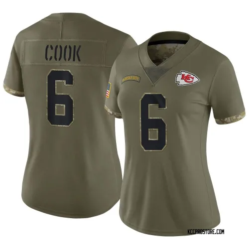 Kansas City Chiefs Women's Limited Olive 2022 Salute To Service Jersey (6 Kenny Cook)