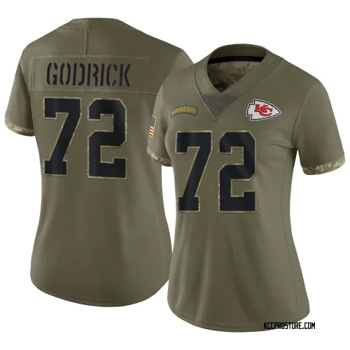 Kansas City Chiefs Women's Limited Olive 2022 Salute To Service Jersey (72 Chukwuebuka Godrick)