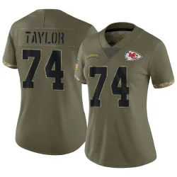 Kansas City Chiefs Women's Limited Olive 2022 Salute To Service Jersey (74 Jawaan Taylor)