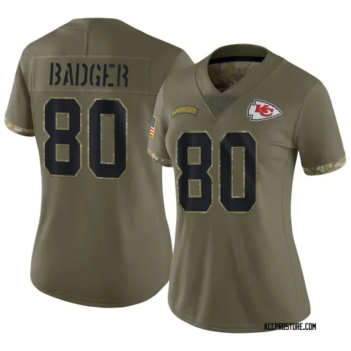 Kansas City Chiefs Women's Limited Olive 2022 Salute To Service Jersey (80 Elijhah Badger)