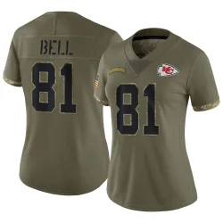 Kansas City Chiefs Women's Limited Olive 2022 Salute To Service Jersey (81 Blake Bell)
