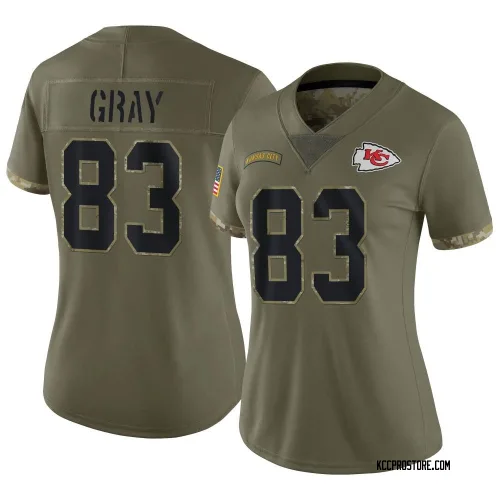 Kansas City Chiefs Women's Limited Olive 2022 Salute To Service Jersey (83 Noah Gray)