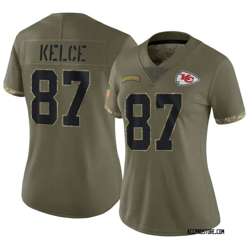 Kansas City Chiefs Women's Limited Olive 2022 Salute To Service Jersey (87 Travis Kelce)