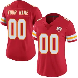 Kansas City Chiefs Women's Limited Red Team Color Vapor Untouchable Jersey (00 Custom)