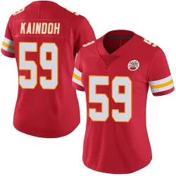Kansas City Chiefs Women's Limited Red Team Color Vapor Untouchable Jersey (59 Joshua Kaindoh)