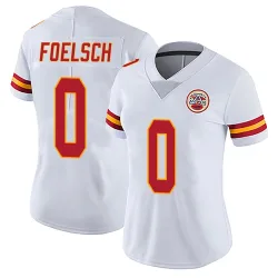Kansas City Chiefs Women's Limited White Vapor Untouchable Jersey (0 Kevin Foelsch)