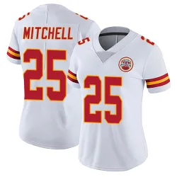Kansas City Chiefs Women's Limited White Vapor Untouchable Jersey (25 Elijah Mitchell)