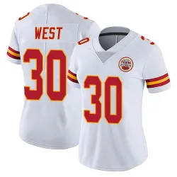 Kansas City Chiefs Women's Limited White Vapor Untouchable Jersey (30 Charcandrick West)