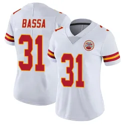 Kansas City Chiefs Women's Limited White Vapor Untouchable Jersey (31 Jeffrey Bassa)