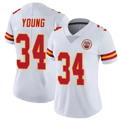 Kansas City Chiefs Women's Limited White Vapor Untouchable Jersey (34 Elijah Young)