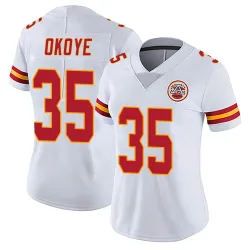 Kansas City Chiefs Women's Limited White Vapor Untouchable Jersey (35 Christian Okoye)