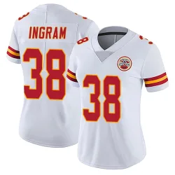 Kansas City Chiefs Women's Limited White Vapor Untouchable Jersey (38 Keaontay Ingram)