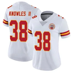 Kansas City Chiefs Women's Limited White Vapor Untouchable Jersey (38 Kevin Knowles II)