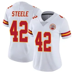 Kansas City Chiefs Women's Limited White Vapor Untouchable Jersey (42 Carson Steele)
