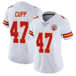 Kansas City Chiefs Women's Limited White Vapor Untouchable Jersey (47 Baylor Cupp)