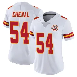 Kansas City Chiefs Women's Limited White Vapor Untouchable Jersey (54 Leo Chenal)