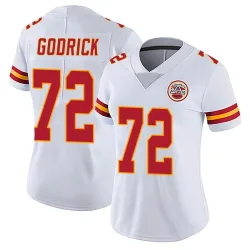 Kansas City Chiefs Women's Limited White Vapor Untouchable Jersey (72 Chukwuebuka Godrick)