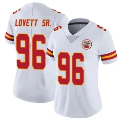 Kansas City Chiefs Women's Limited White Vapor Untouchable Jersey (96 Fabien Lovett Sr.)