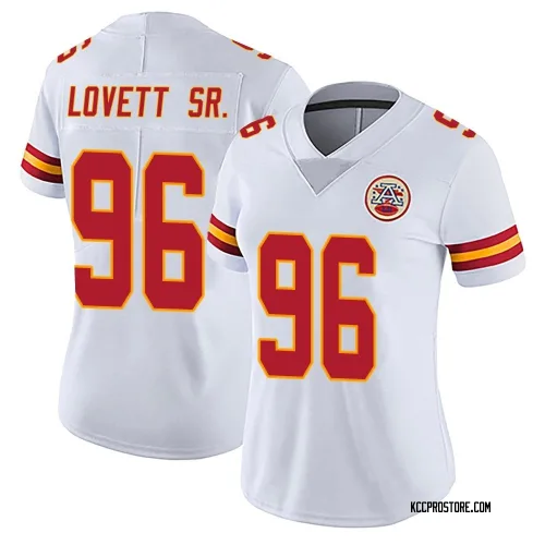 Kansas City Chiefs Women's Limited White Vapor Untouchable Jersey (96 Fabien Lovett Sr.)