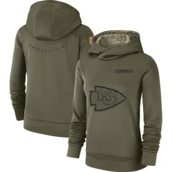 Kansas City Chiefs Women's Olive 2018 Salute to Service Team Logo Performance Pullover Hoodie