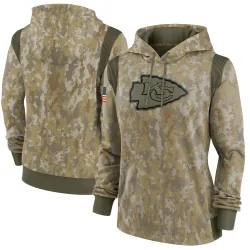 Kansas City Chiefs Women's Olive 2021 Salute to Service Therma Performance Pullover Hoodie