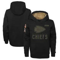 Kansas City Chiefs Youth Black 2020 Salute to Service Pullover Performance Hoodie