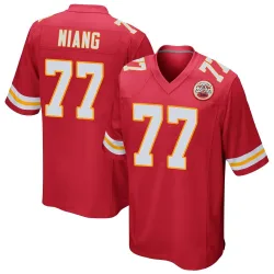 Kansas City Chiefs Youth Game Red Team Color Jersey (77 Lucas Niang)