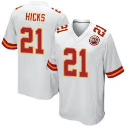 Kansas City Chiefs Youth Game White Jersey (21 Jaden Hicks)