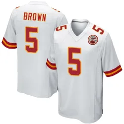 Kansas City Chiefs Youth Game White Jersey (5 Hollywood Brown)