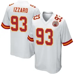 Kansas City Chiefs Youth Game White Jersey (93 Coziah Izzard)