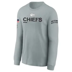 Kansas City Chiefs Youth Gray 2024 Salute To Service Long Sleeve T-Shirt
