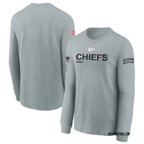 Kansas City Chiefs Youth Gray 2024 Salute To Service Long Sleeve T-Shirt