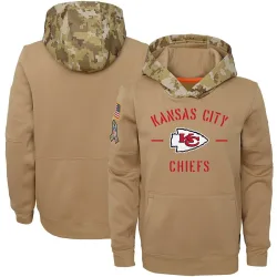 Kansas City Chiefs Youth Khaki 2019 Salute to Service Therma Pullover Hoodie
